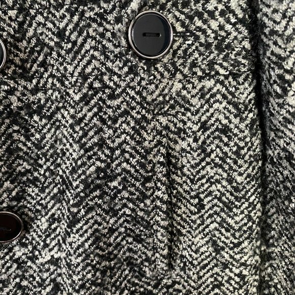 Kenneth Cole Reaction Womens Wool Blend Peacoat Size L Black White Double Breast - Picture 8 of 9